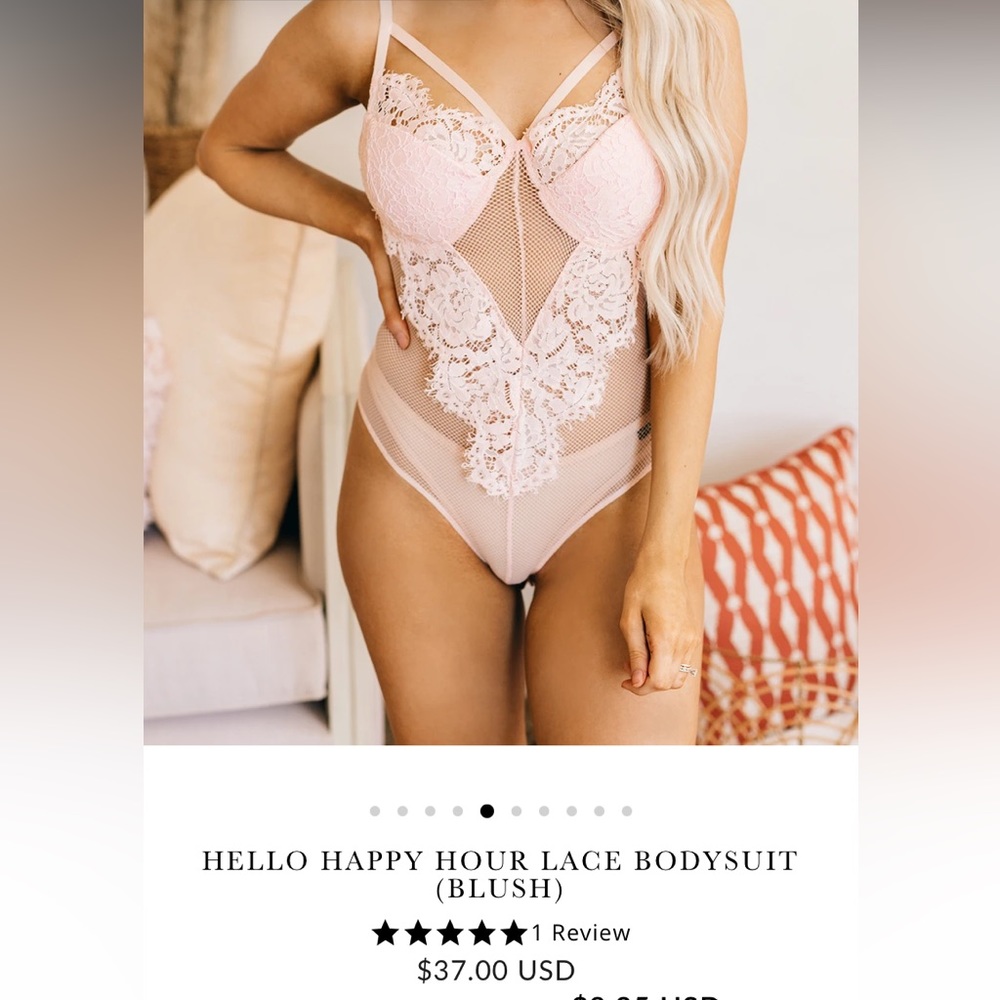 Baby Pink Lace Mesh Bodysuit